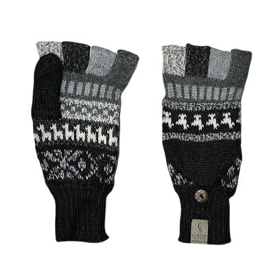 Black & White Traditional Print alpaca mittens