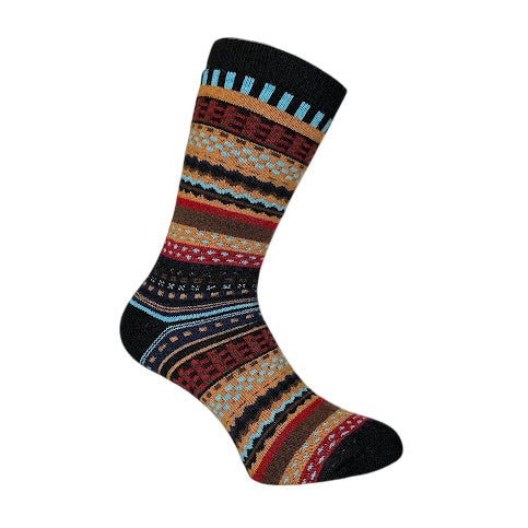 Black Geometric alpaca sport socks