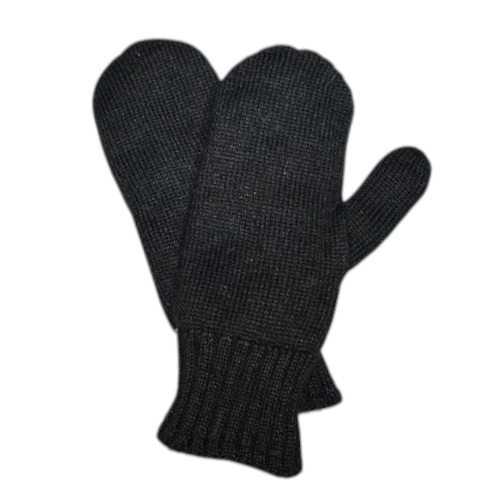 Black fleece lined alpaca mittens