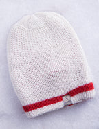Red & White Striped reversible alpaca beanie