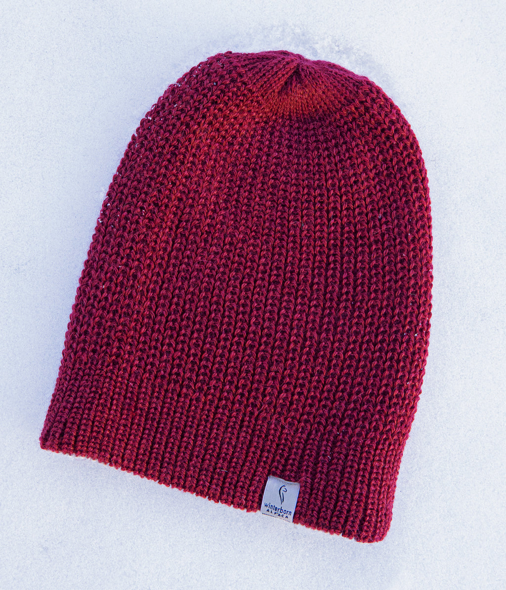 Red & Black reversible alpaca beanie