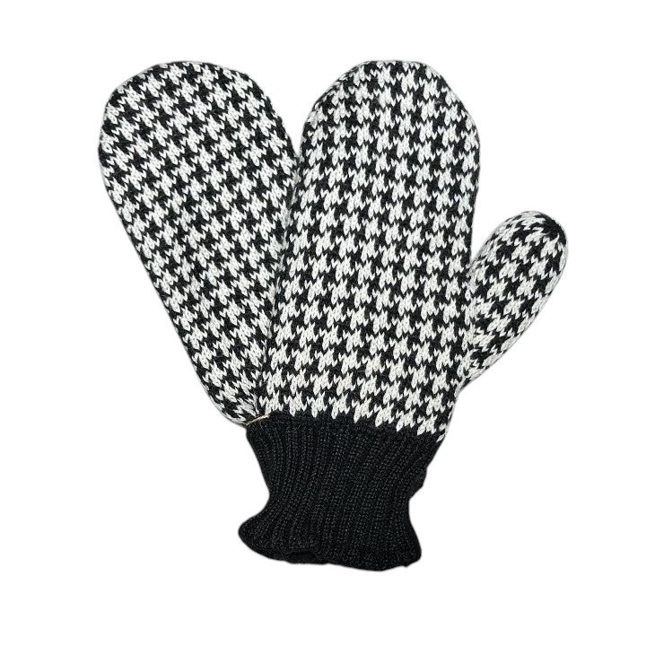 Houndstooth fleece lined alpaca mittens