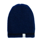 Dark Blue & Black Striped reversible alpaca beanie