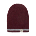 Burgundy & Grey Striped reversible alpaca beanie