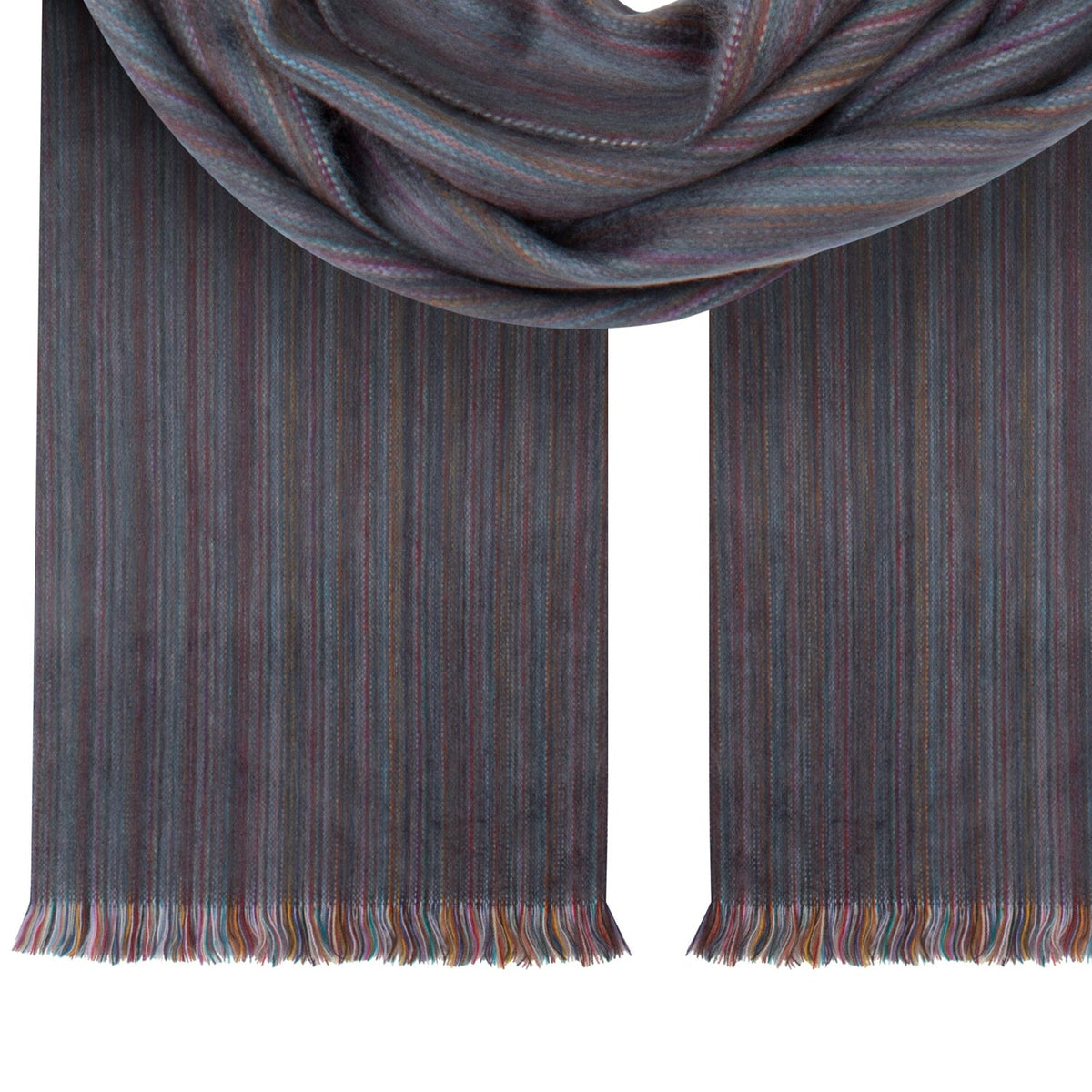 Alpaca scarf, Dark Blue Variegated, ends and fringe