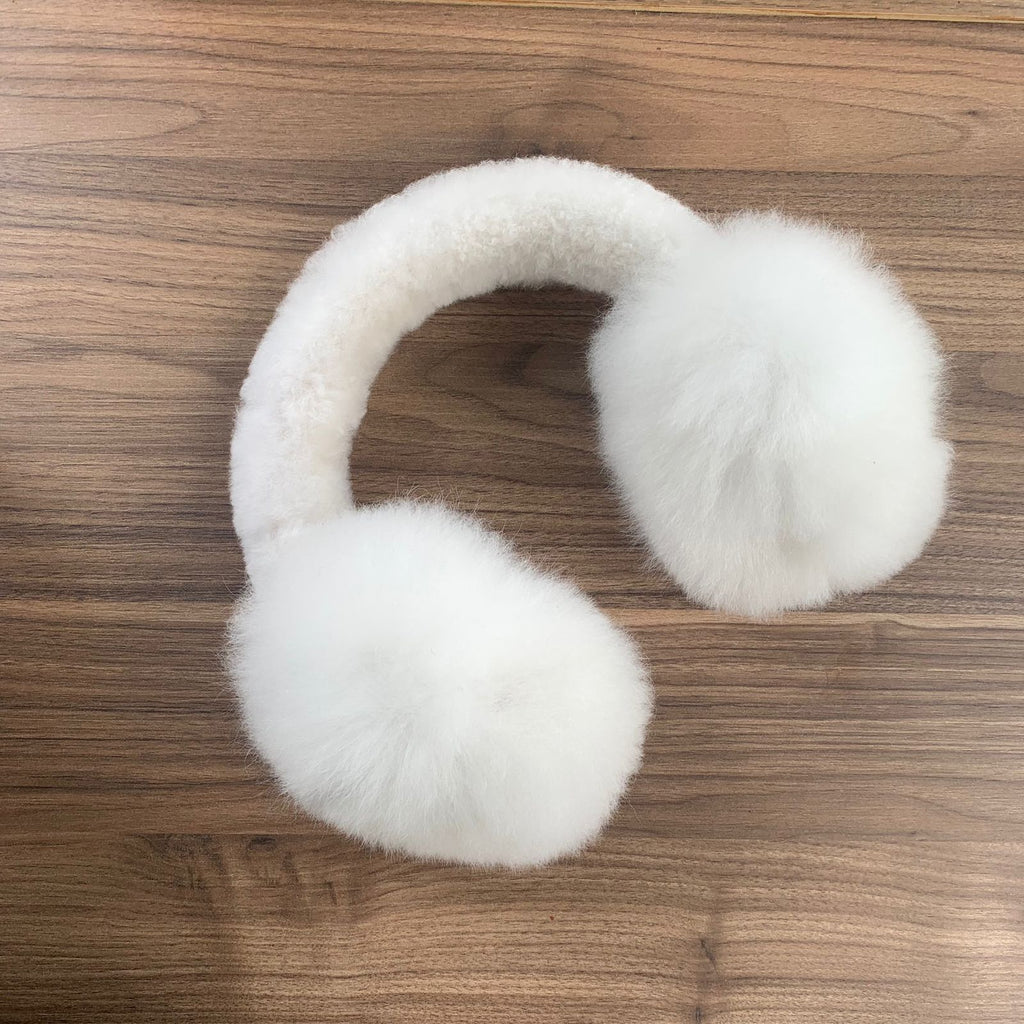 White alpaca earmuffs