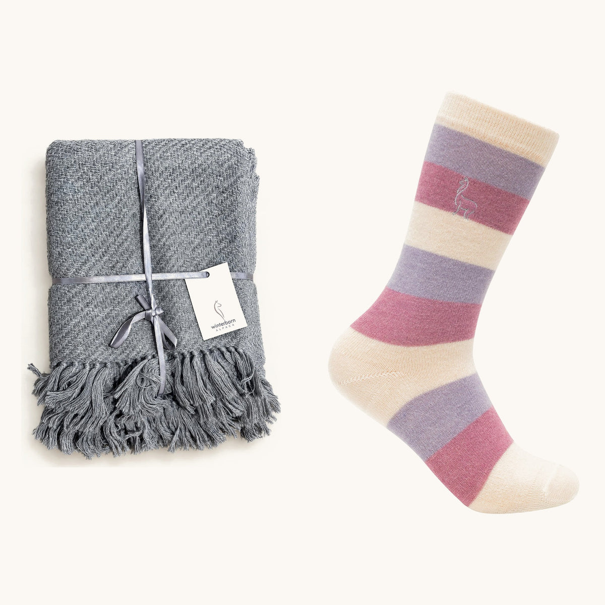 Alpaca Cozy Night In Gift Set: alpaca lap blanket and alpaca dress socks