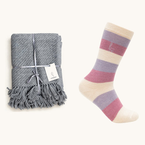 Alpaca Cozy Night In Gift Set: alpaca lap blanket and alpaca dress socks
