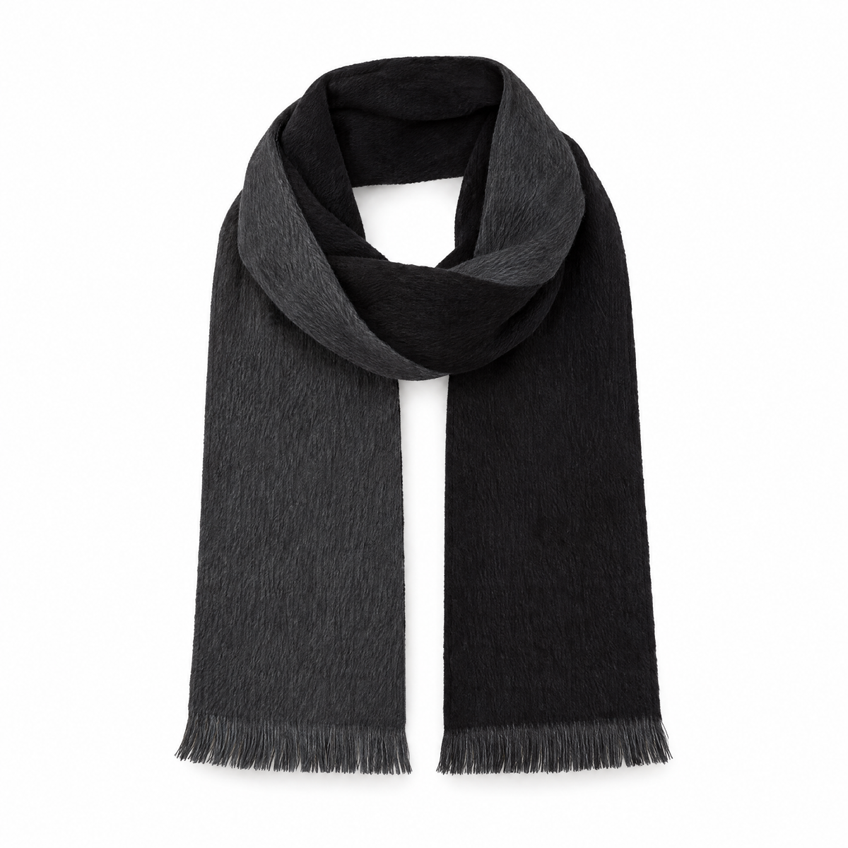 Alpaca scarf, Black and Charcoal Double Weave