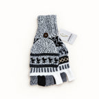 Alpaca glittens, traditional print, Grey