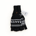 Alpaca glittens, traditional print, Black