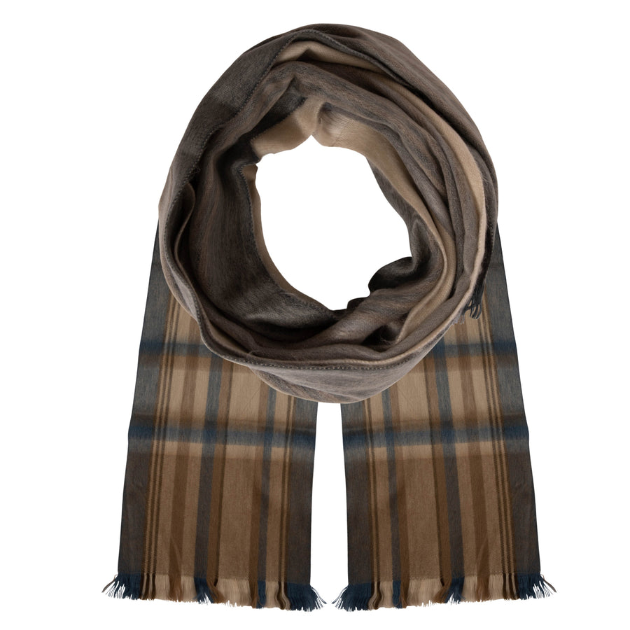 Alpaca Scarf (Blue & Tan Plaid)