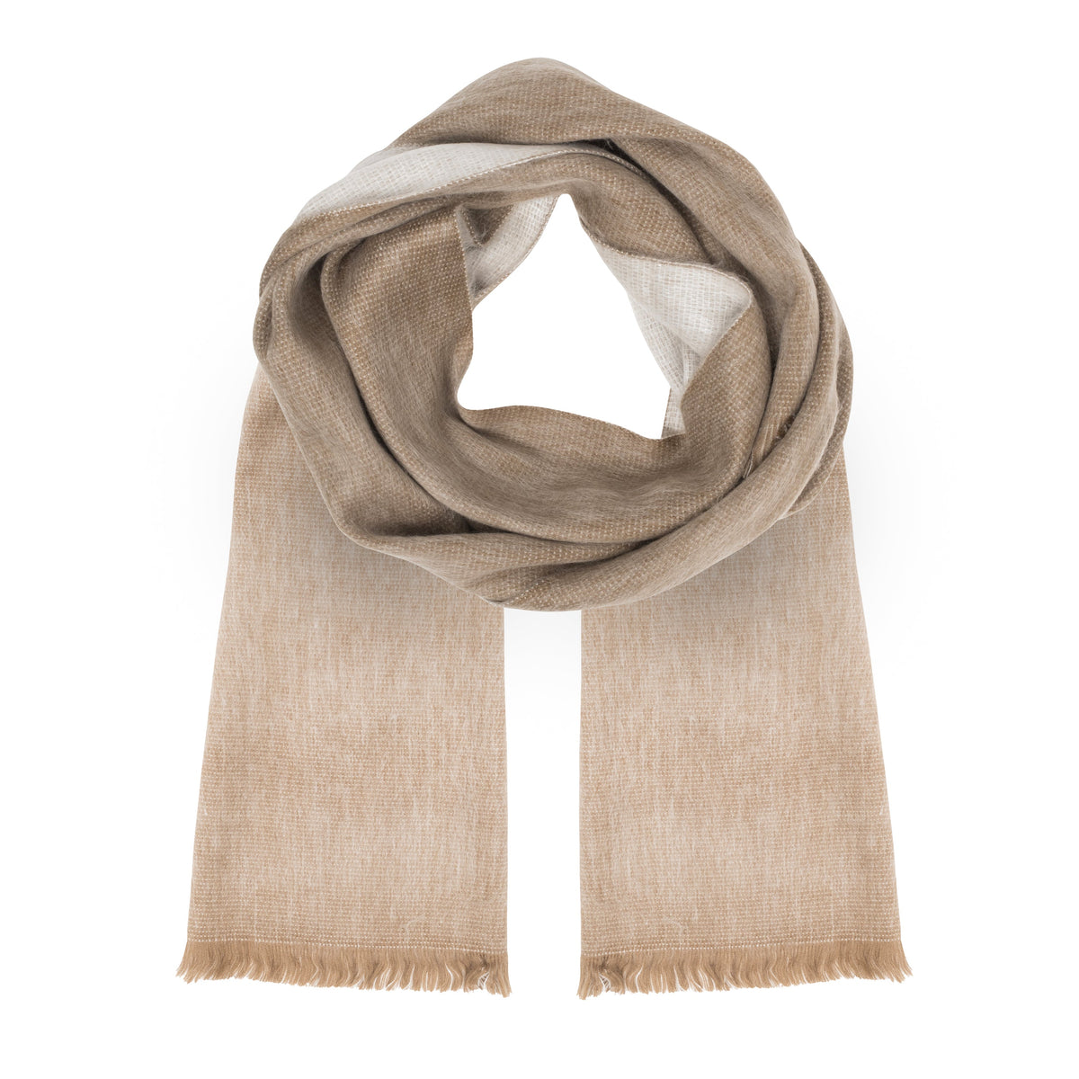 Alpaca Scarf (Camel & White Double Weave)
