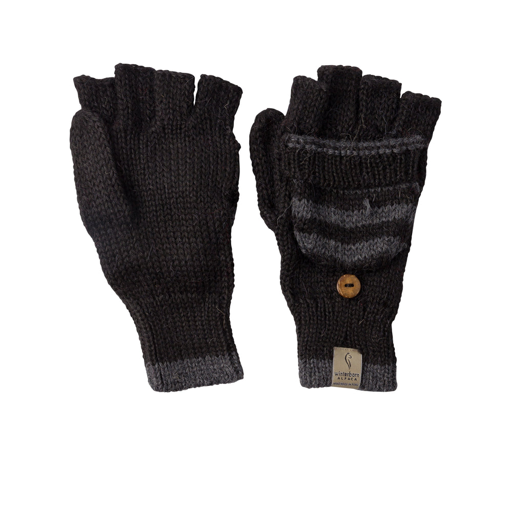 Black with Charcoal Accent alpaca mittens