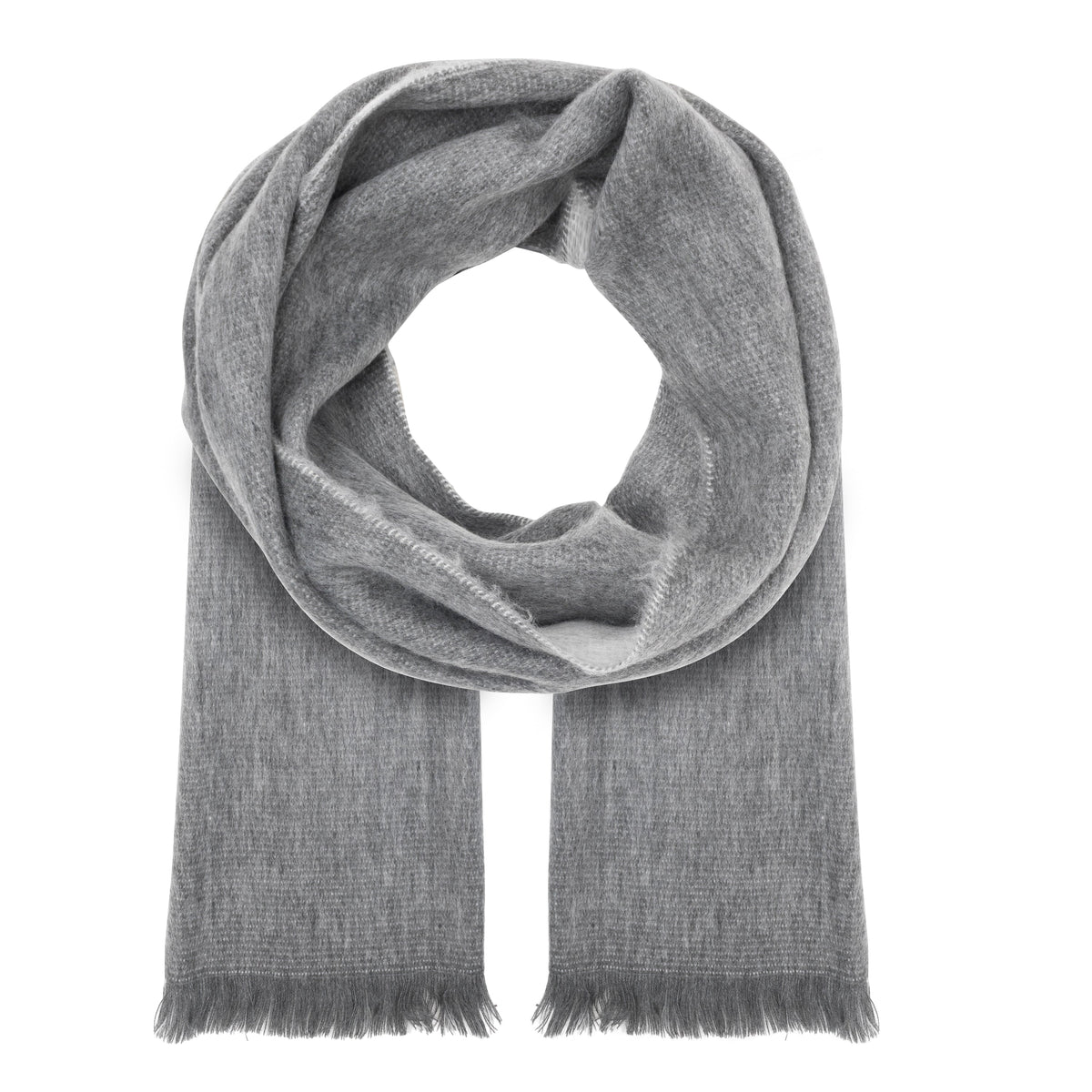Dark Gray & White Double Weave alpaca scarf