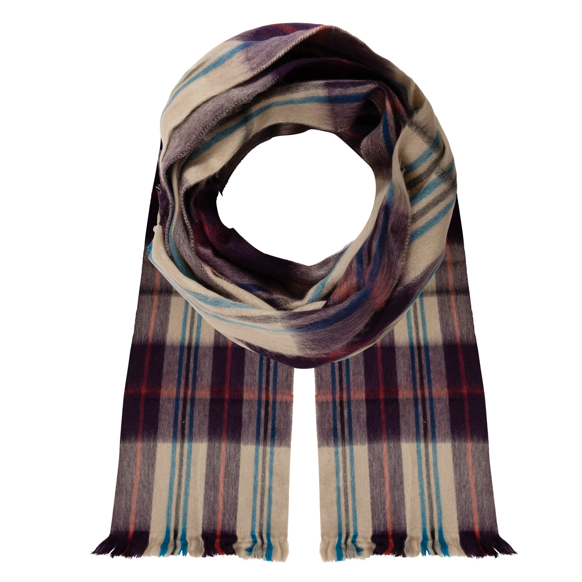 Purple & Tan Plaid alpaca scarf
