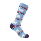 Light blue alpaca sock with an alpaca pattern