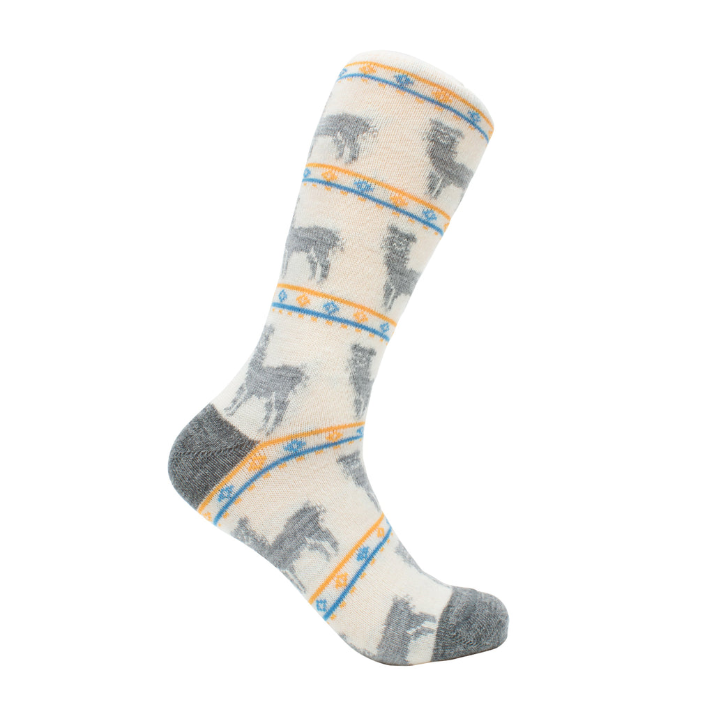 White Alpaca Pattern alpaca dress socks