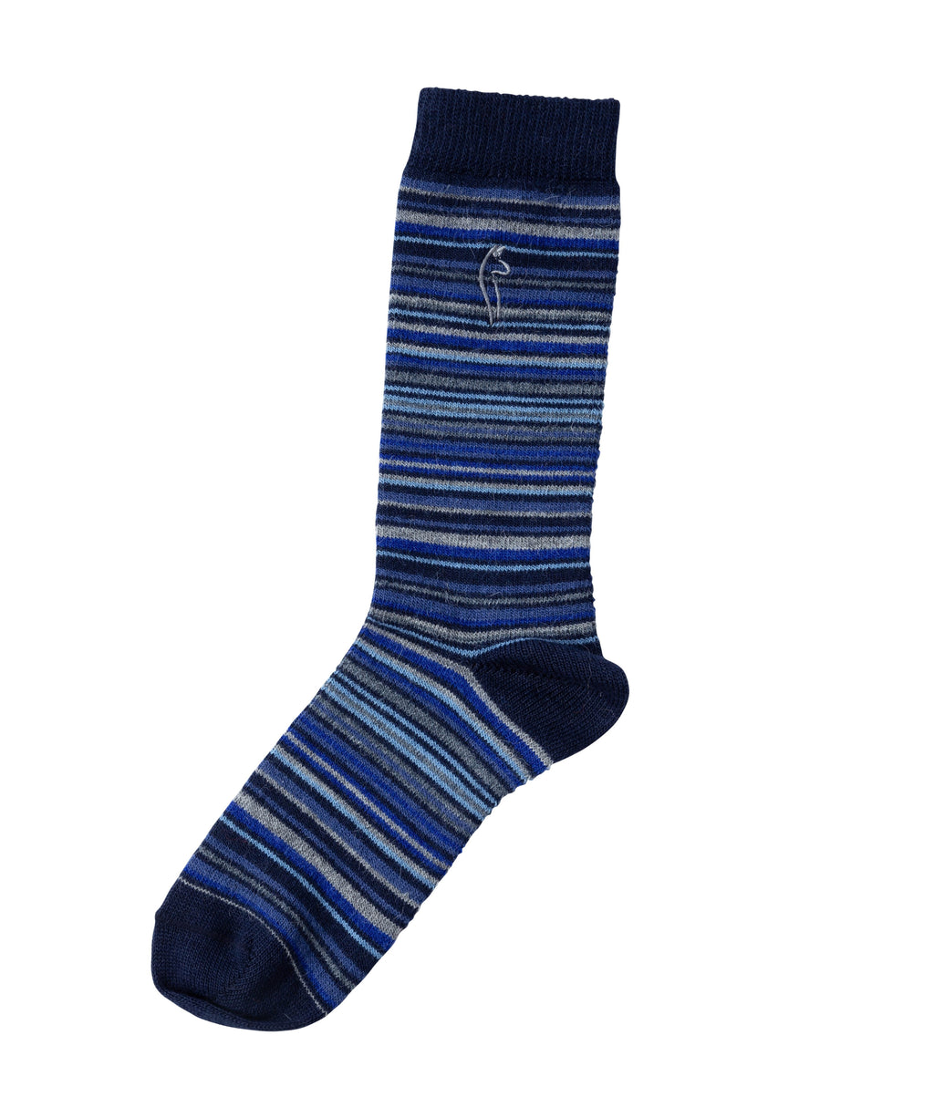 Navy striped alpaca dress sock