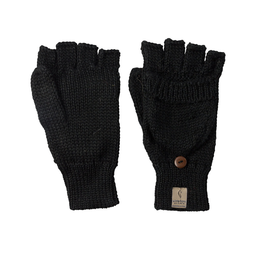 Black alpaca mittens