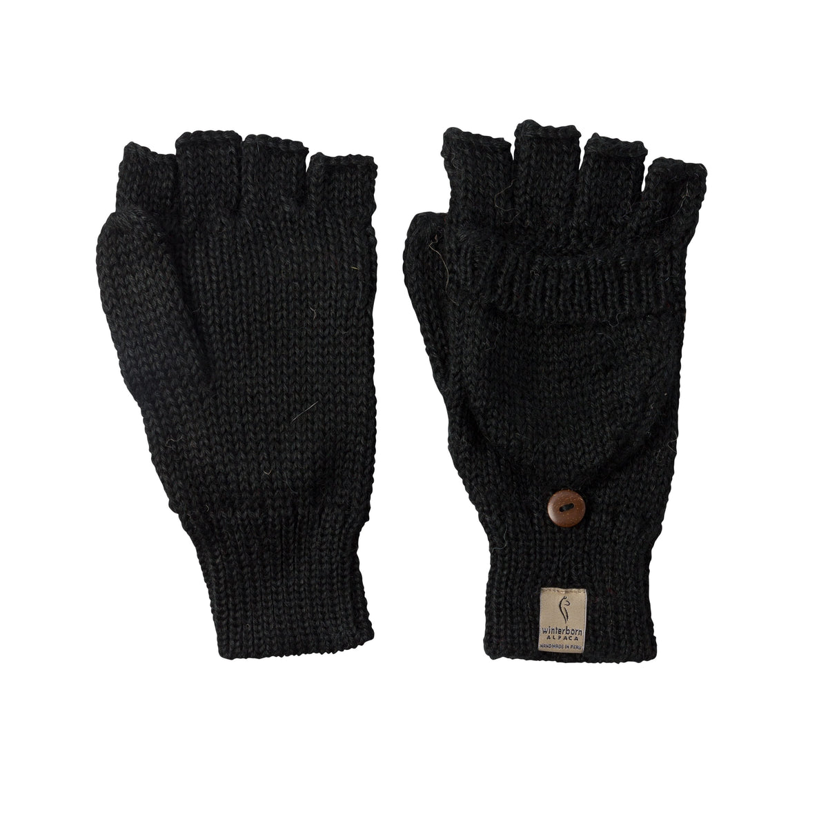 Black alpaca mittens