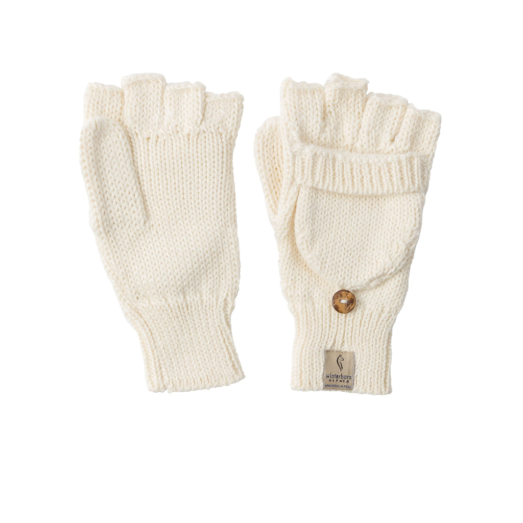 White alpaca mittens