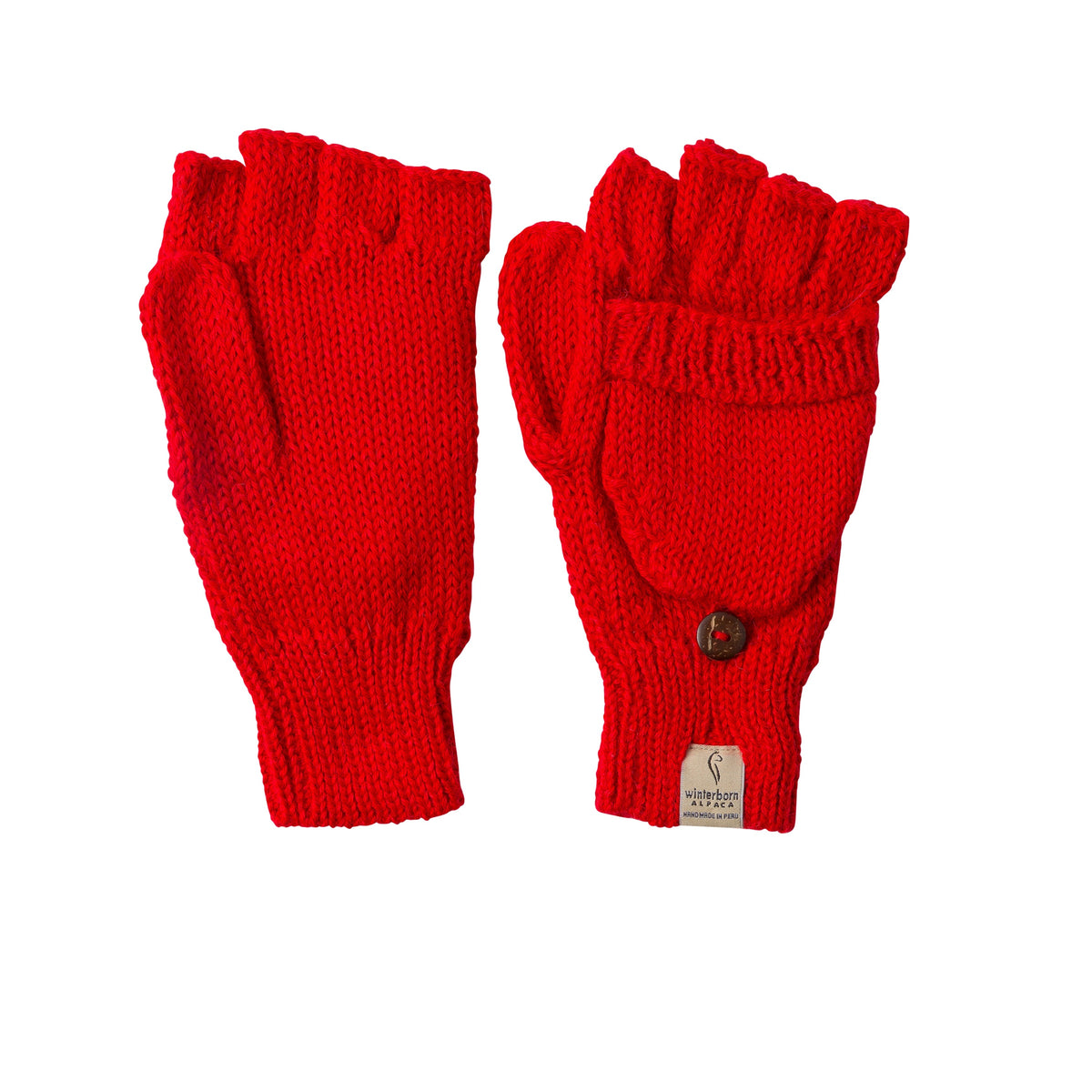 Bright Red alpaca mittens