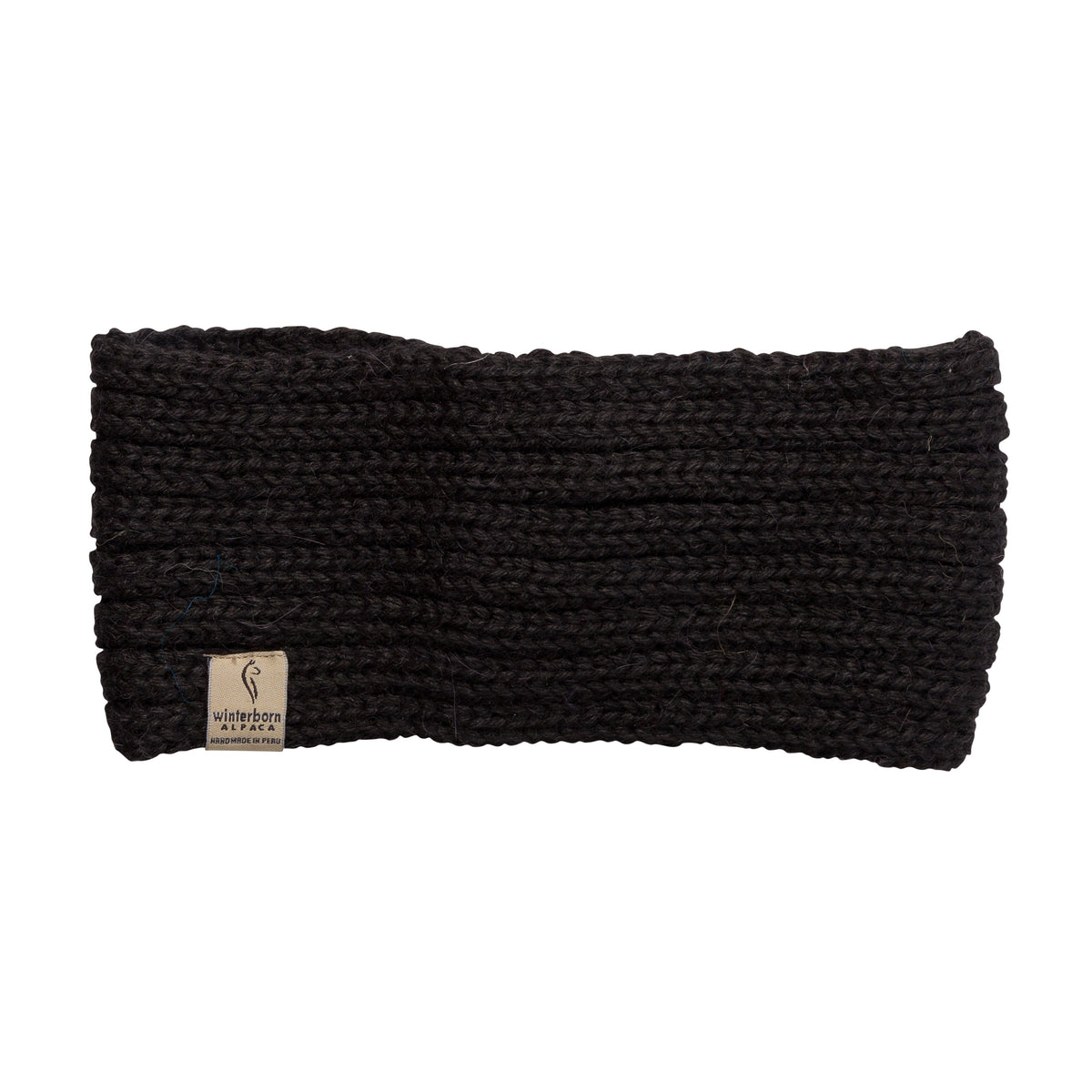 Black alpaca knit headband
