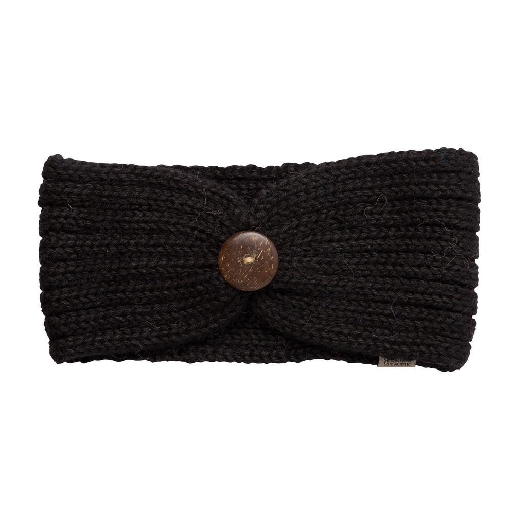 Black alpaca knit headband