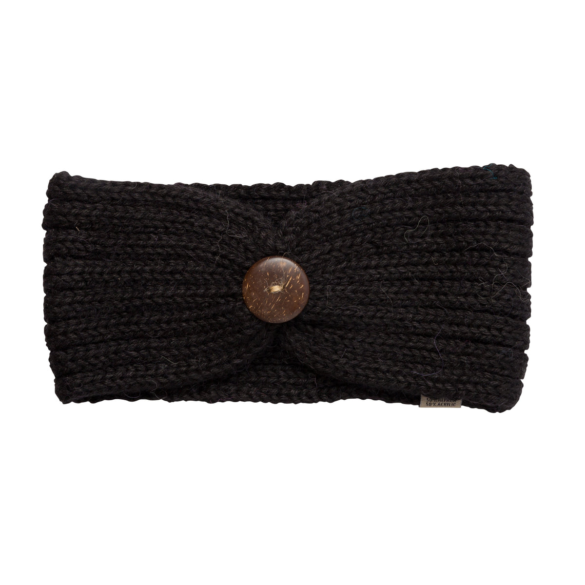 Black alpaca knit headband