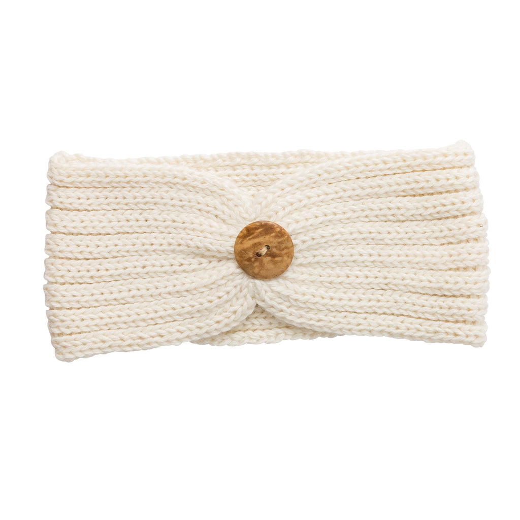 White alpaca knit headband
