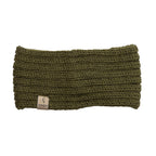 Olive green alpaca knit headband