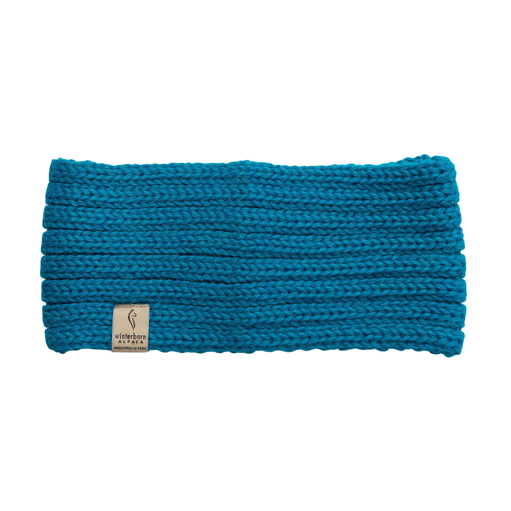 Teal alpaca knit headband