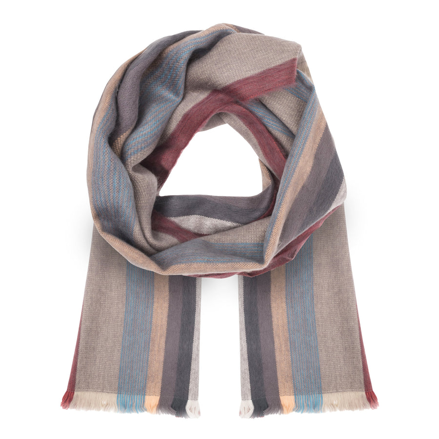 Alpaca Scarf (Red-Bordered Multi-Stripe)