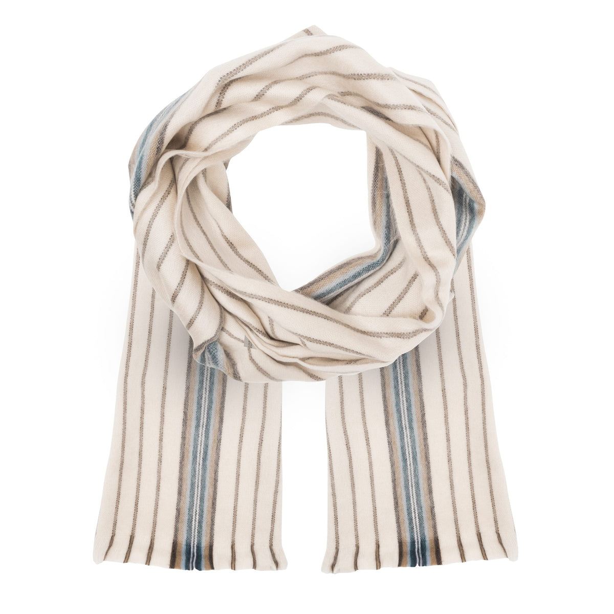 Blue Center Stripe alpaca scarf