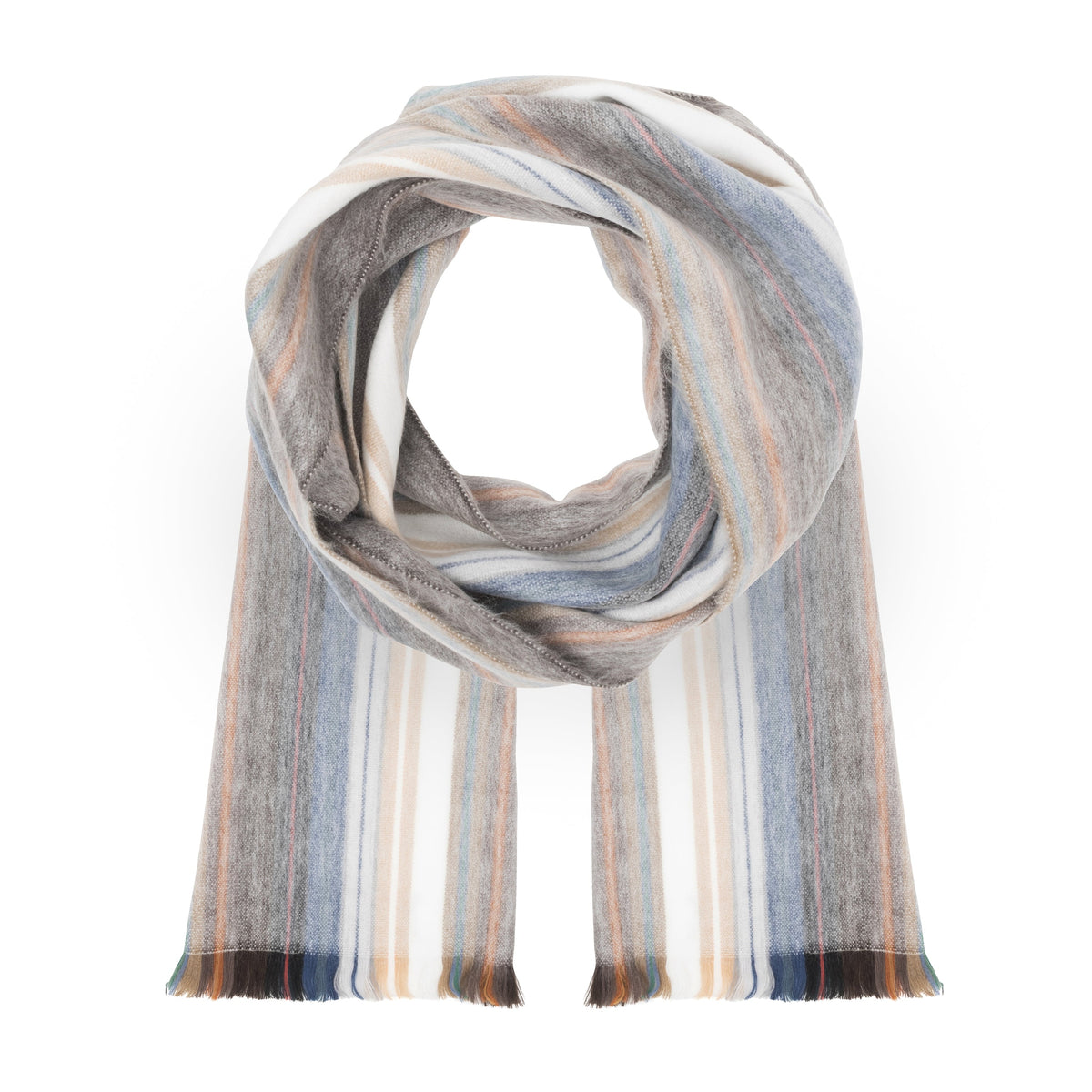 Neutral Multi-Stripe alpaca scarf