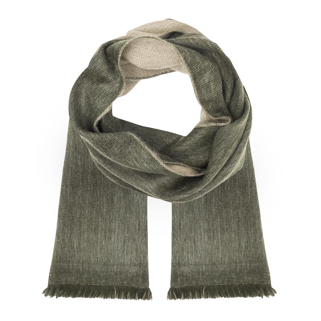 Alpaca Green / Tan Double Weave Scarf