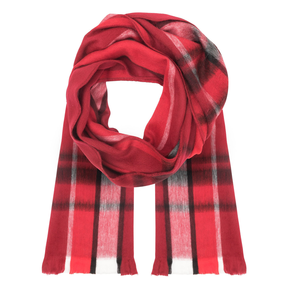 Alpaca Maroon Red White Pattern Scarf